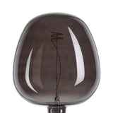 Dimmable LED filament bulb, E27 fitting, in smoky black pebble-shaped glass with a spiral copper-toned filament visible, shown against a plain white background.