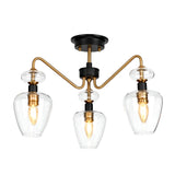 Armand 3 Light Semi - Aged Brass Plated & Charcoal Black Paint