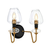 Armand 2 Light Wall Light - Aged Brass Plated & Charcoal Black Paint