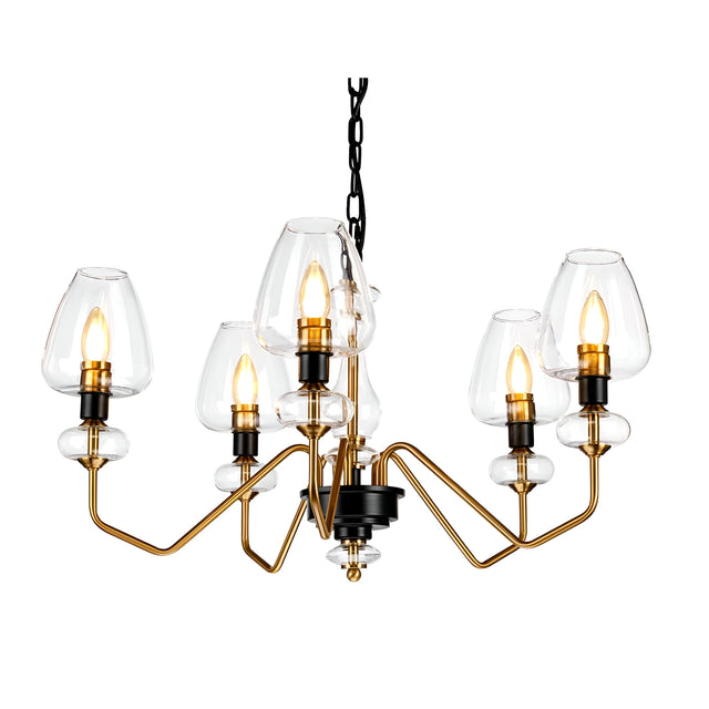 Armand 5 Light Chandelier - Aged Brass Plated & Charcoal Black Paint