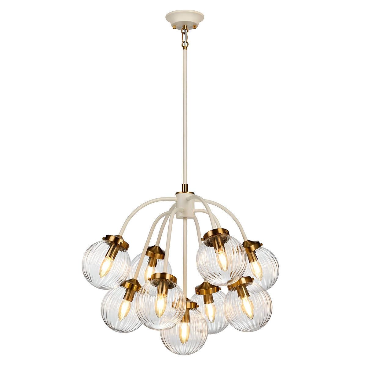 Cosmos 9 Light Pendant - Cream Painted and Aged Brass