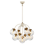Cosmos 9 Light Pendant - Cream Painted and Aged Brass