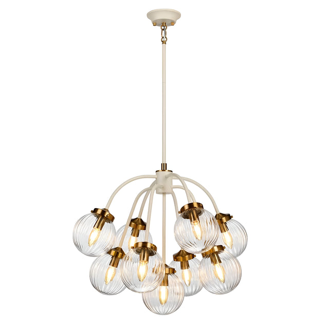 Cosmos 9 Light Pendant - Cream Painted and Aged Brass