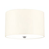 The Fletcher 14" Flush features a sleek, contemporary cylindrical design with an ivory fabric texture and a polished chrome central fixture for easy installation.