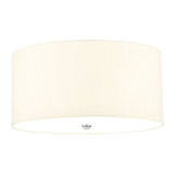 The Fletcher 18" Flush fixture features an ivory shade with a fabric-like texture and polished chrome accents, making it an ideal choice for contemporary interiors. This centrally mounted ceiling light stands gracefully against a pristine white backdrop.