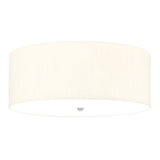 The Fletcher 26" Flush features a minimalist design with an ivory shade and polished chrome accents, making it suitable for contemporary interiors. This fixture has a clean, modern look with a smooth, flat base.