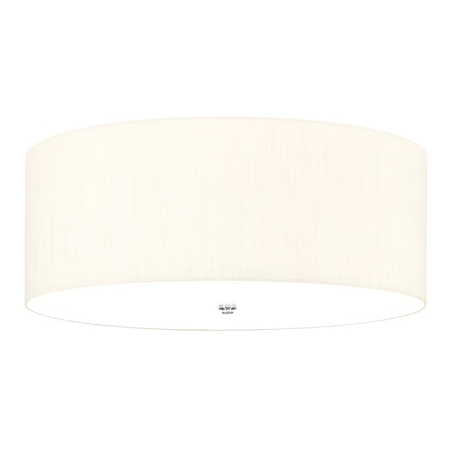 The Fletcher 26" Flush features a minimalist design with an ivory shade and polished chrome accents, making it suitable for contemporary interiors. This fixture has a clean, modern look with a smooth, flat base.
