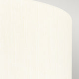 Close-up of the Fletcher 26" Flush - Polished Chrome with an ivory shade featuring a textured off-white surface and subtle vertical line pattern reminiscent of faux silk. The image captures the corner with a smooth, rounded edge against a light gray background, highlighting the sleekness of polished chrome.