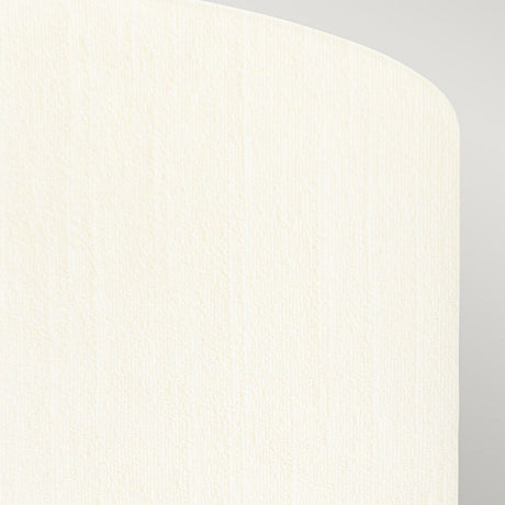 Close-up of the Fletcher 26" Flush - Polished Chrome with an ivory shade featuring a textured off-white surface and subtle vertical line pattern reminiscent of faux silk. The image captures the corner with a smooth, rounded edge against a light gray background, highlighting the sleekness of polished chrome.