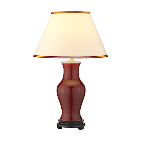 Majin Oxblood Red Jar 1 Light Table Lamp with Polycotton shade - Oxblood