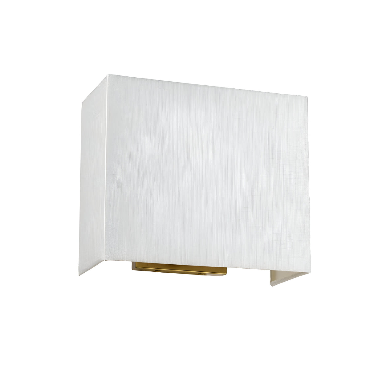 Introducing the Riley Medium Rectangular Wall Light in Aged Brass, featuring a faux silk shade. This indoor wall fixture exemplifies a minimalist aesthetic with its clean lines and modern design.
