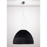 Domo 3 Light Pendant Light – Polished Chrome With Black Fabric Shade