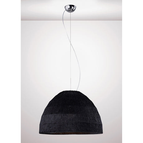 Domo 3 Light Pendant Light – Polished Chrome With Black Fabric Shade