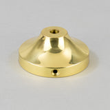 Doon Brass Pendant Light ceiling cap, a wide-brimmed polished brass shade with central E27 lampholder opening and side fixing screw, shown on a plain light grey background.