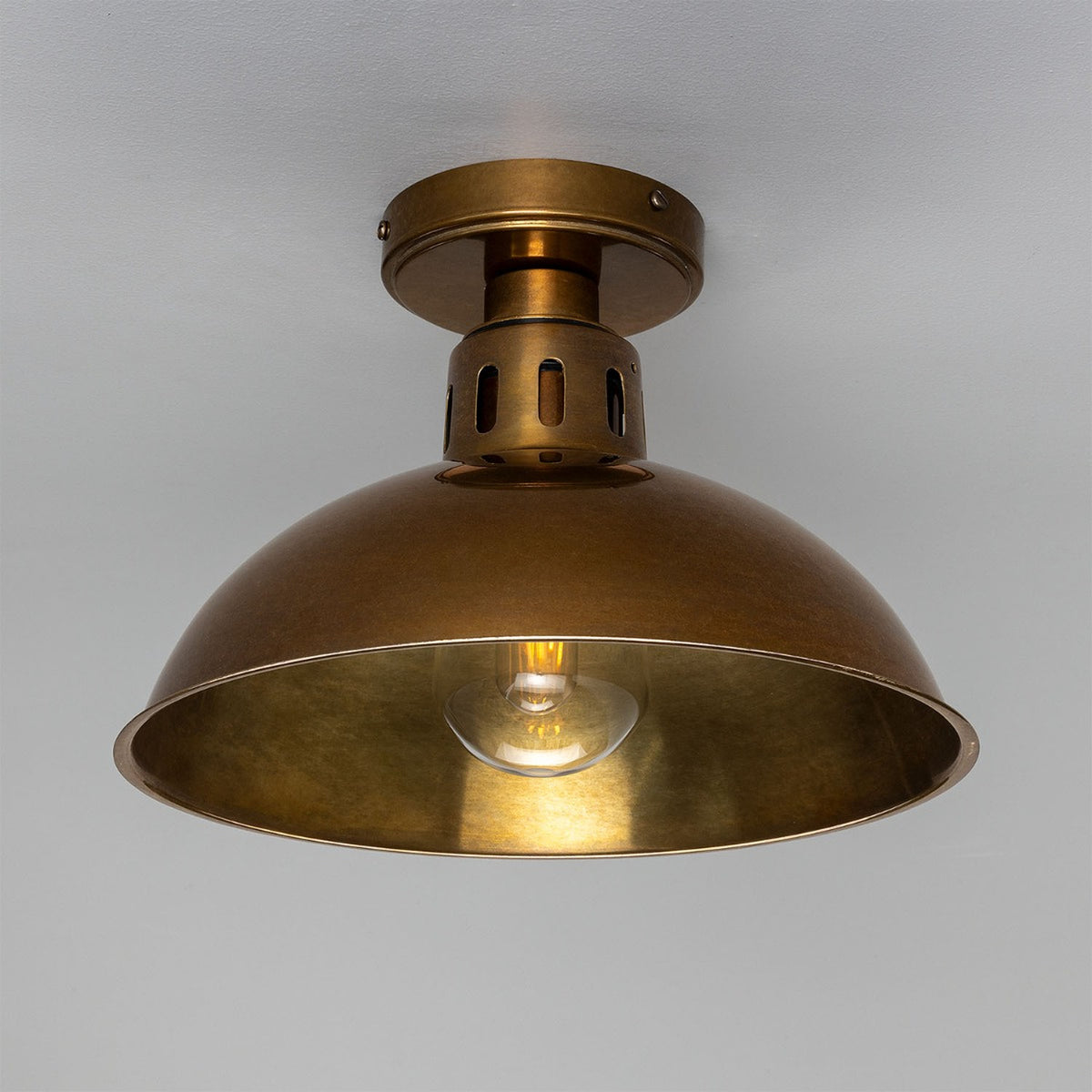Dovrin Brass Dome Flush Ceiling Light IP65