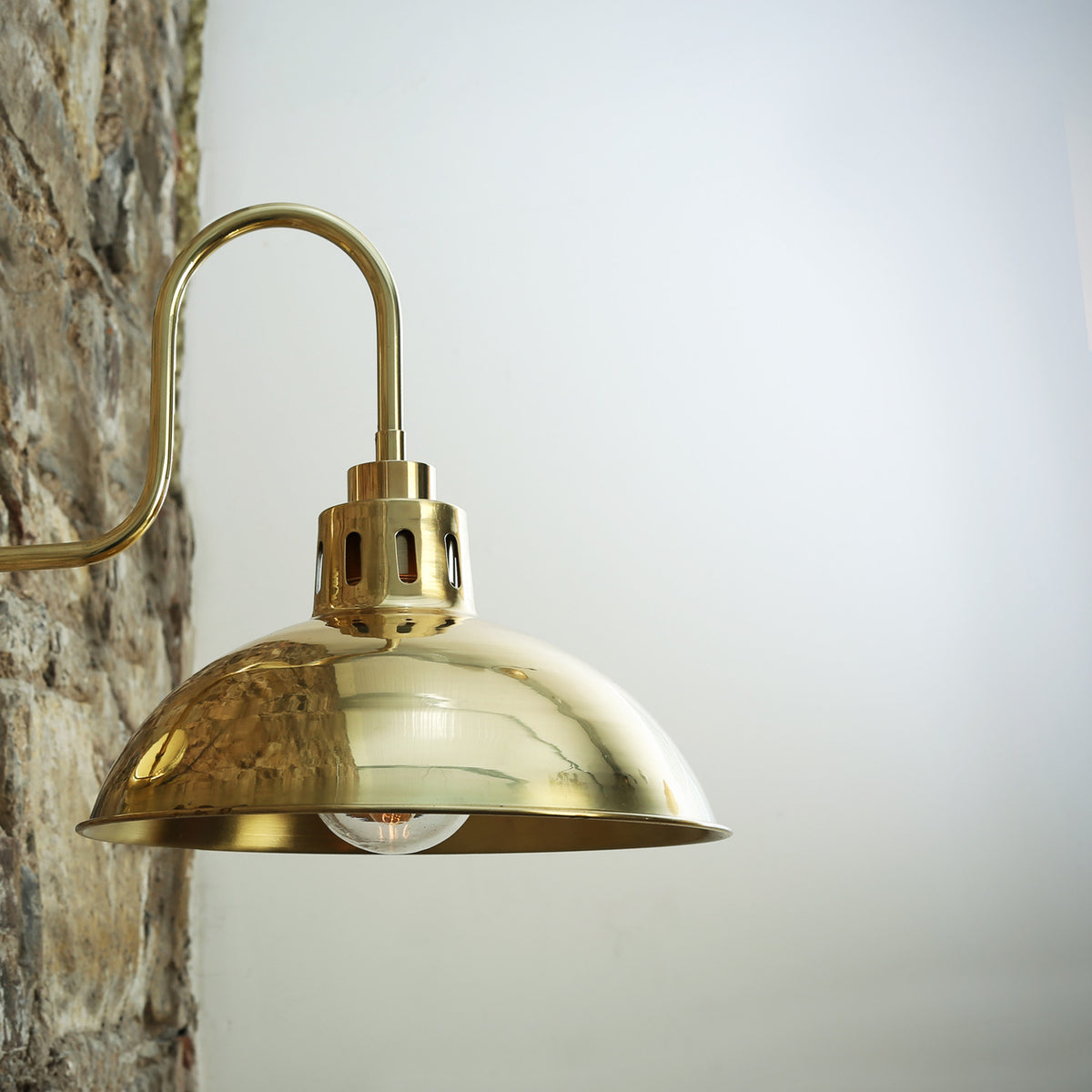 Dovrin Brass Swan Neck Wall Light IP65