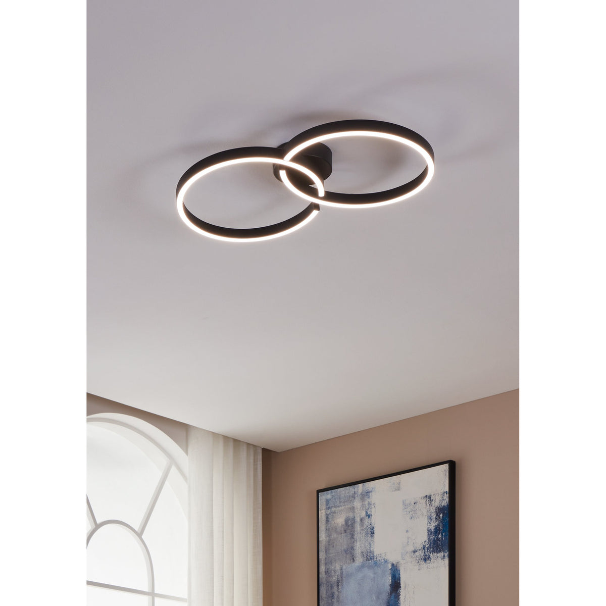 Dralena LED Flush Ceiling Light 19.5W 6.5cm - Black