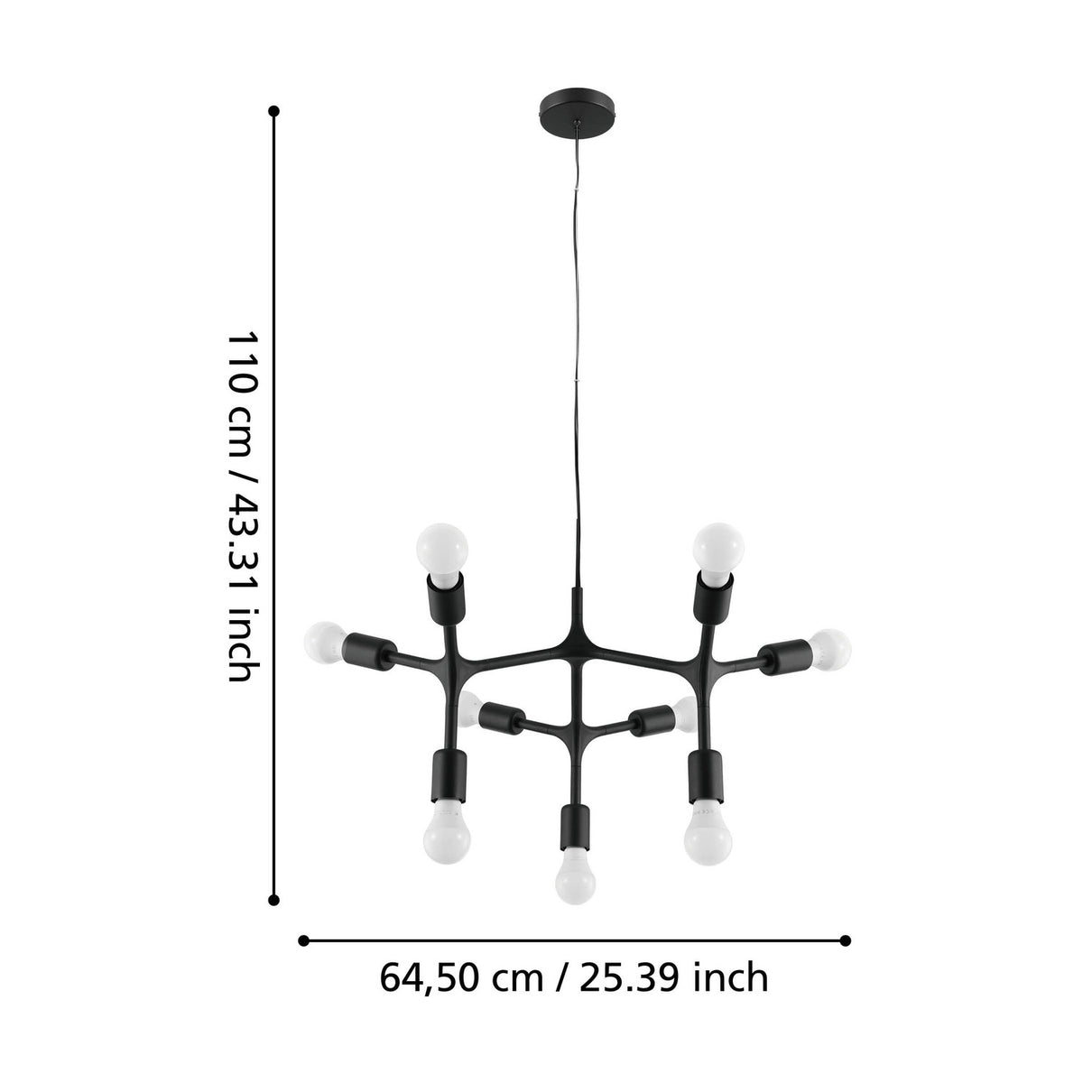 Dramenne 9 Light Pendant - Black