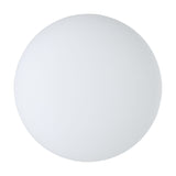 Drasmena 20cm flush ceiling light with a domed matt opal glass shade and white steel body, shown against a plain white background.