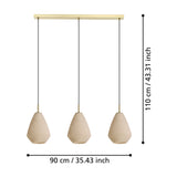 Dresessa Glass Linear Pendant Light - Brushed Brass