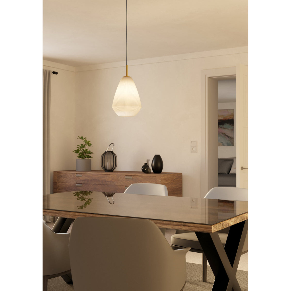Dresessa Glass Pendant Light - Brushed Brass