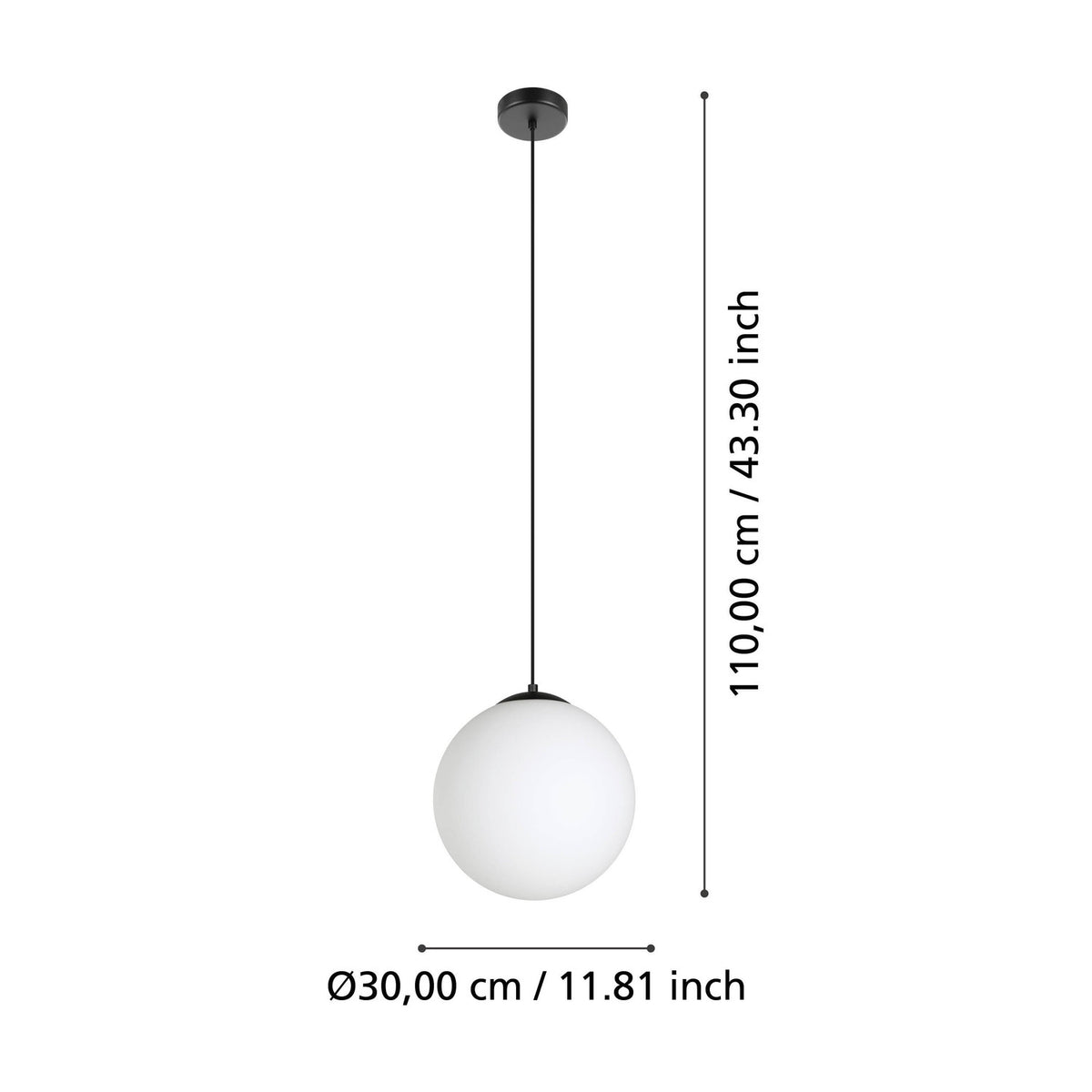 Drilvenne Glass Pendant Light 30cm - Black