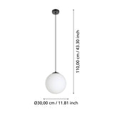 Drilvenne Glass Pendant Light 30cm - Black