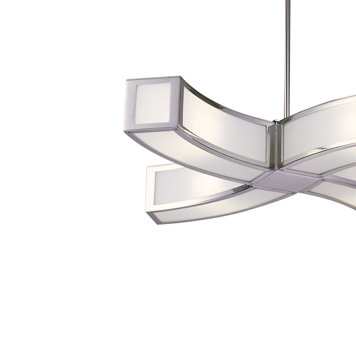 Duna 65cm 4 Light Curved Suspension Light - Polished Chrome & White
