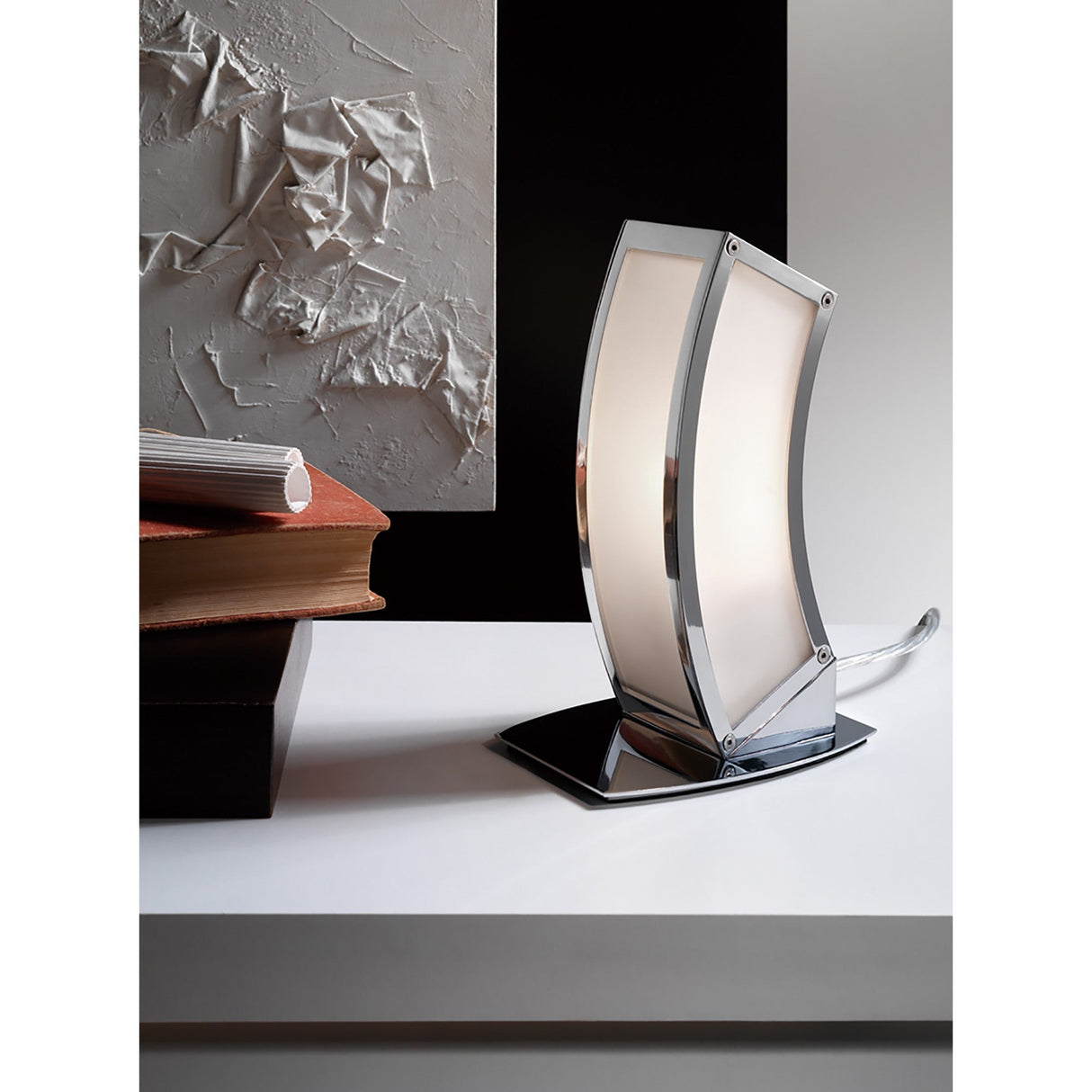 Duna 1 Light Table Lamp - Polished Chrome With White Acrylic