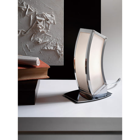 Duna 1 Light Table Lamp - Polished Chrome With White Acrylic