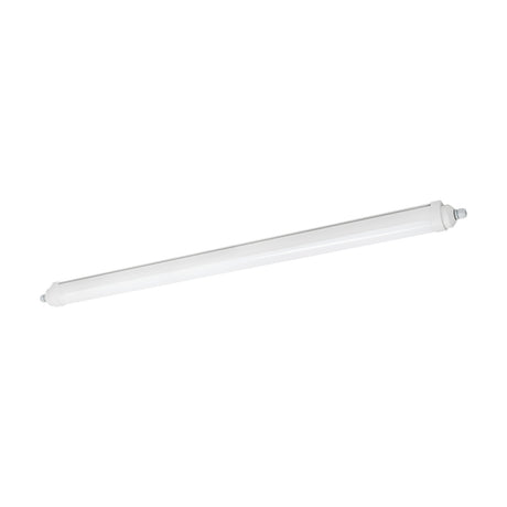 Easy Fix LED Flush Ceiling Light, 152cm slim batten with grey plastic body, white diffuser and grey end caps, shown on a plain white background.