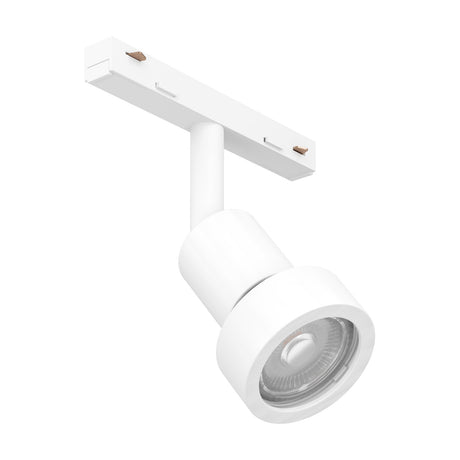 Easyt Spot Ring track spotlight in white plastic, with a slim track adapter, short stem and cylindrical head for a GU10 bulb, shown on a plain white background.