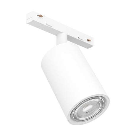 Easyt Spot Tube track spotlight in white, cylindrical plastic body on a short stem with track adapter, GU10 fitting, shown on a plain white background.