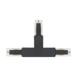 Easyt Track T Connector in black plastic, T-shaped with three silver end plates and visible screws, shown on a plain white background.