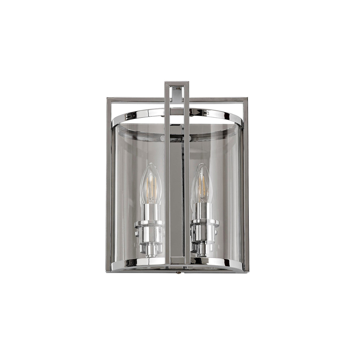 Eaton 2 Light Glass Wall Light - Polished Chrome