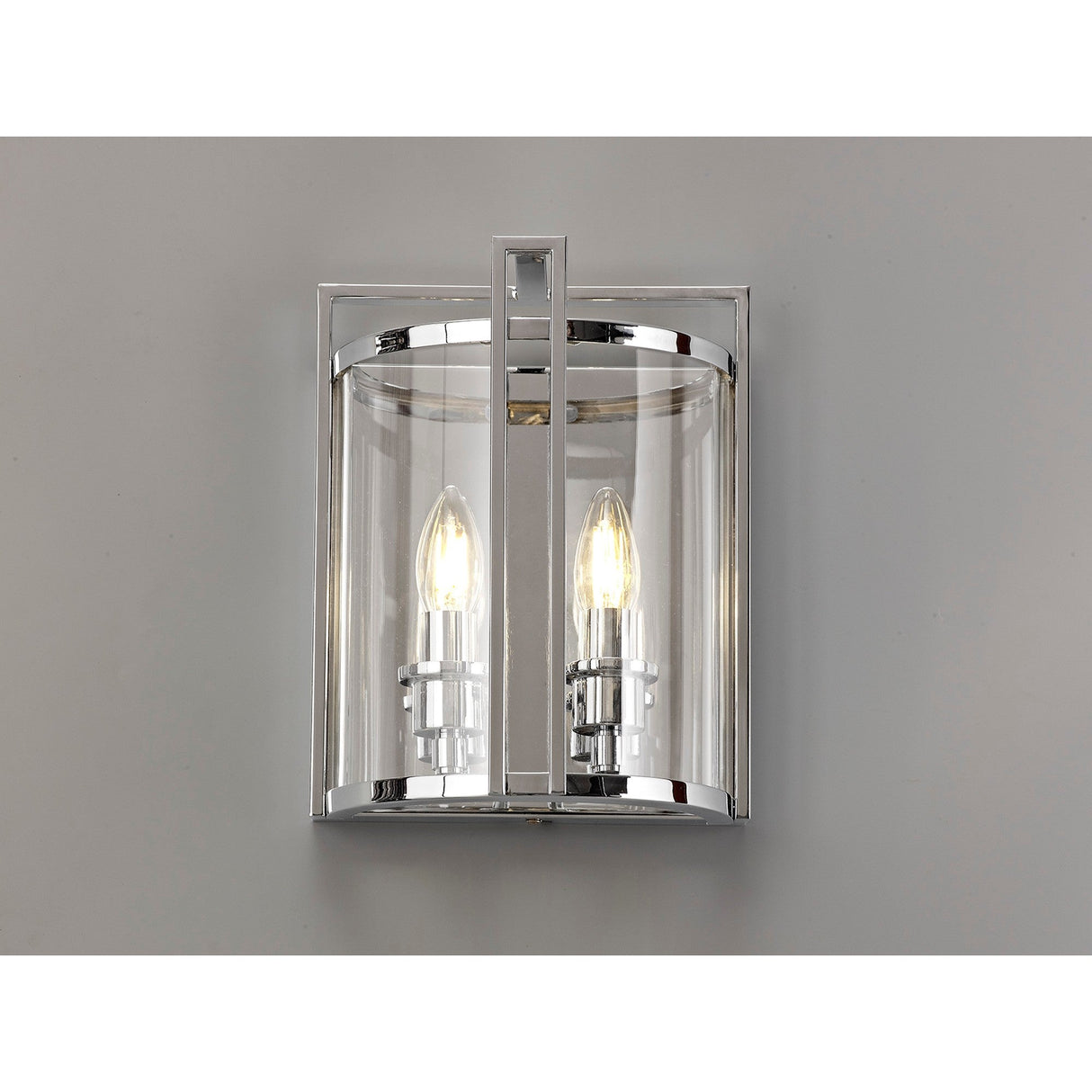 Eaton 2 Light Glass Wall Light - Polished Chrome