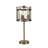 Eaton 3 Light Table Lamp - Antique Brass With Glass