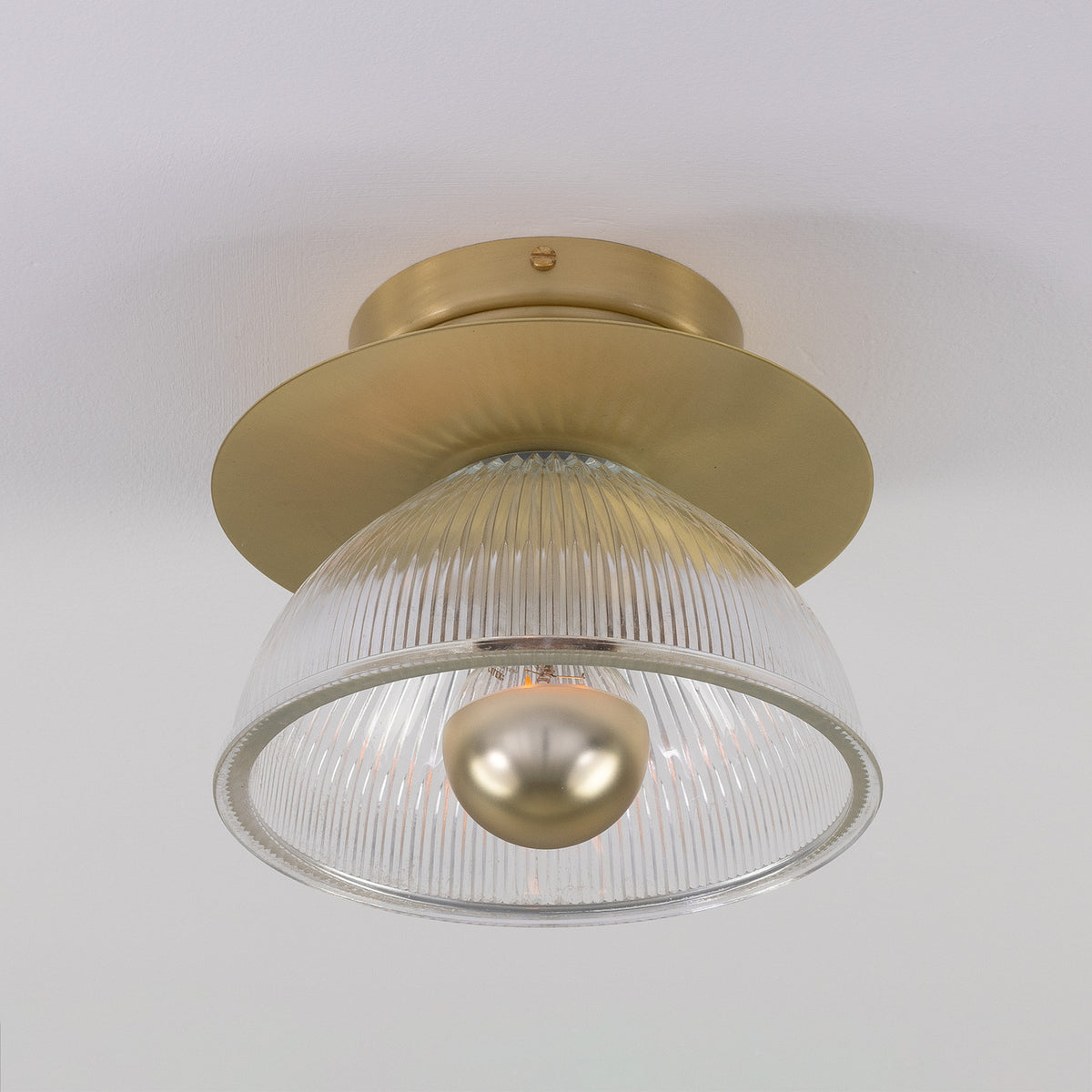 Eclipse Ribbed Glass Flush Ceiling Light