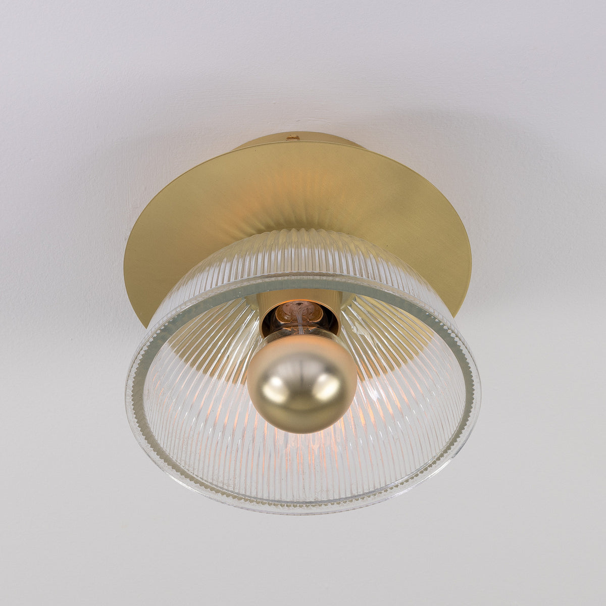 Eclipse Ribbed Glass Flush Ceiling Light