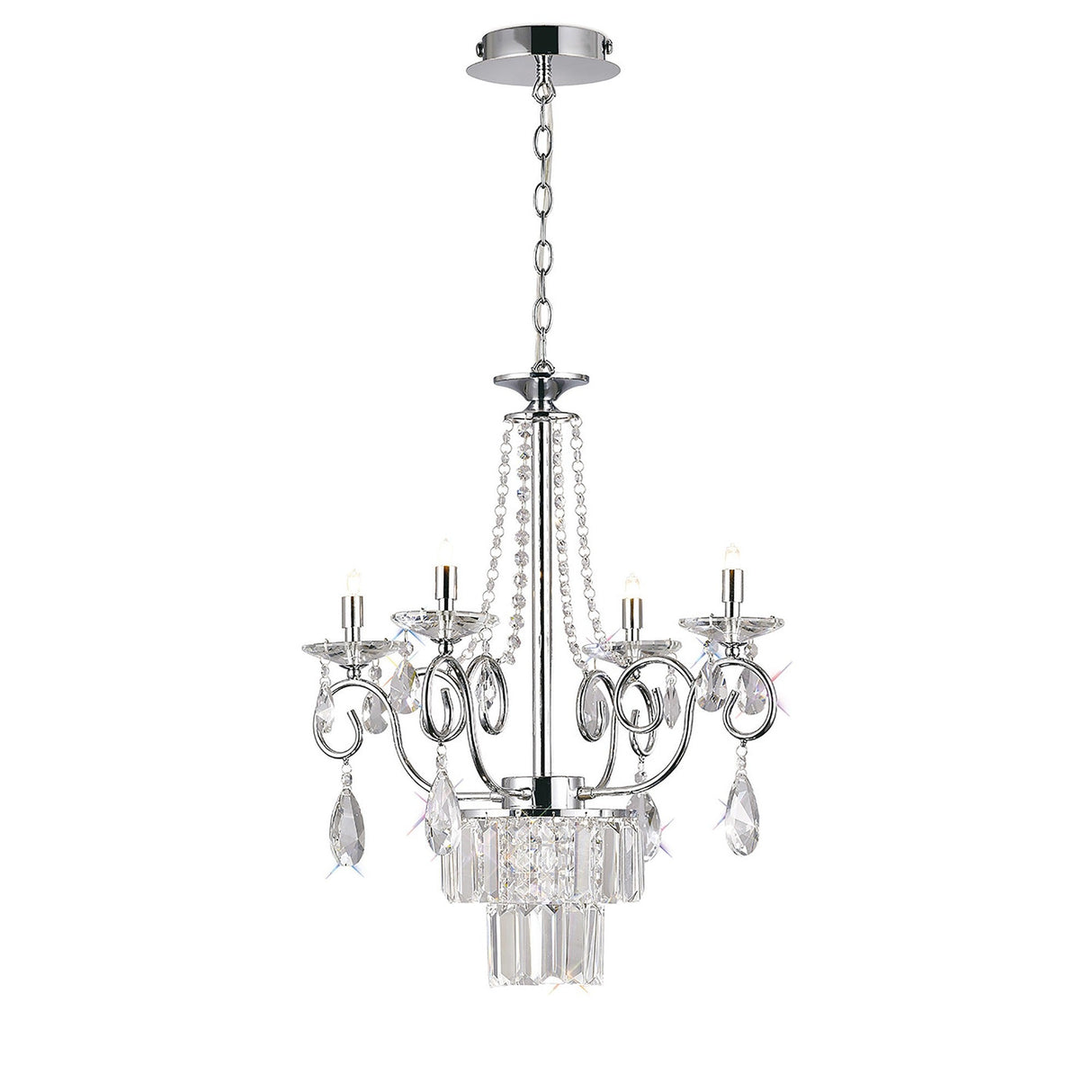 Eden 55cm 4 Light Crystal Chandelier - Polished Chrome