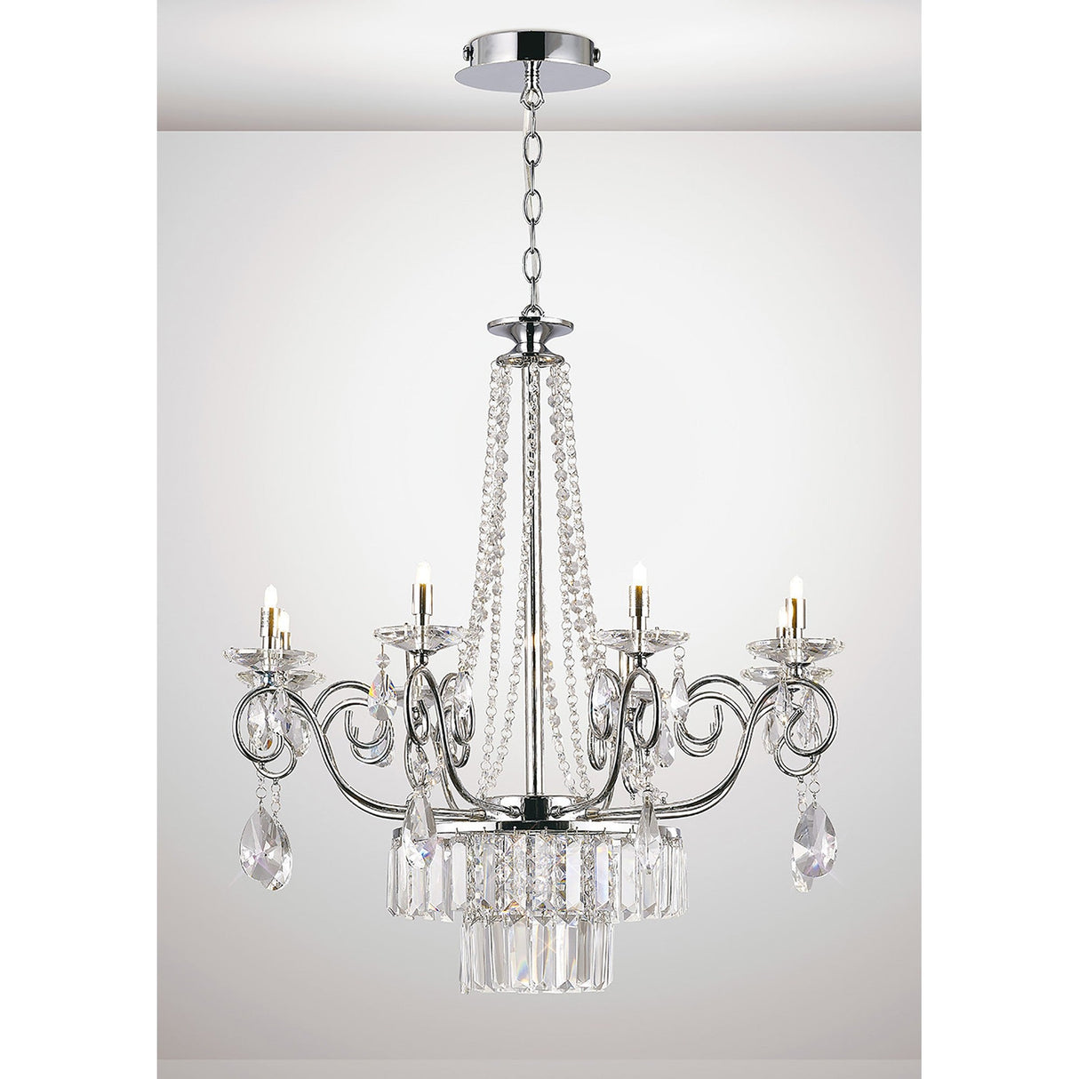 Eden 72cm 8 Light Crystal Chandelier - Polished Chrome