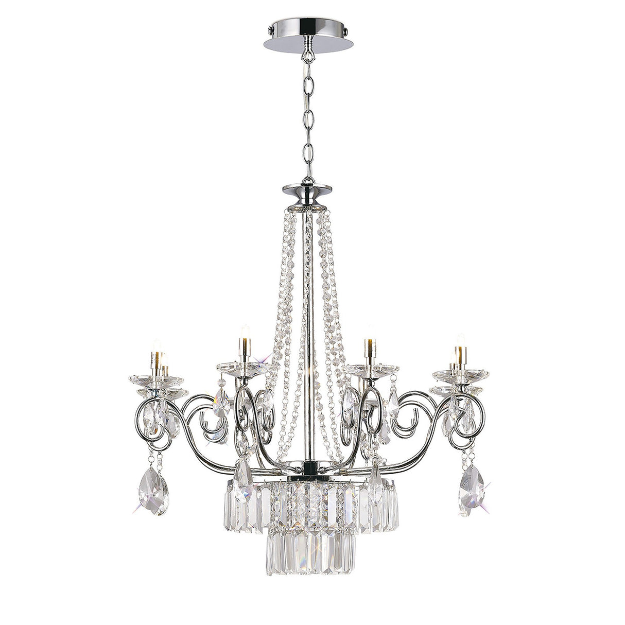 Eden 72cm 8 Light Crystal Chandelier - Polished Chrome