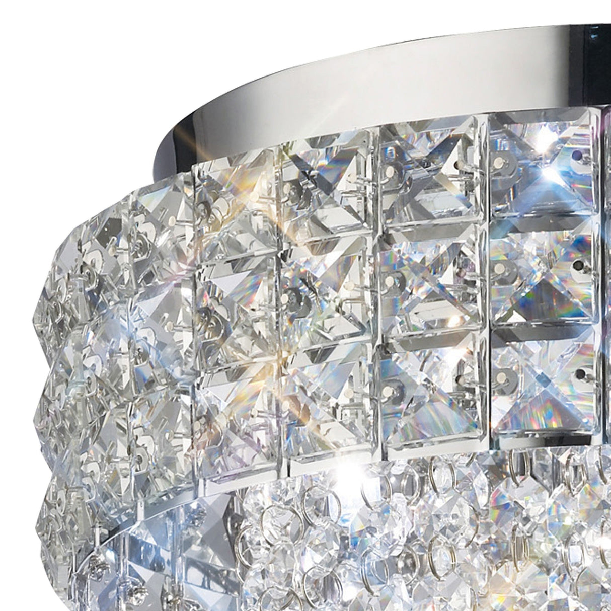 Edison 4 Light Crystal Flush Ceiling Light - Polished Chrome