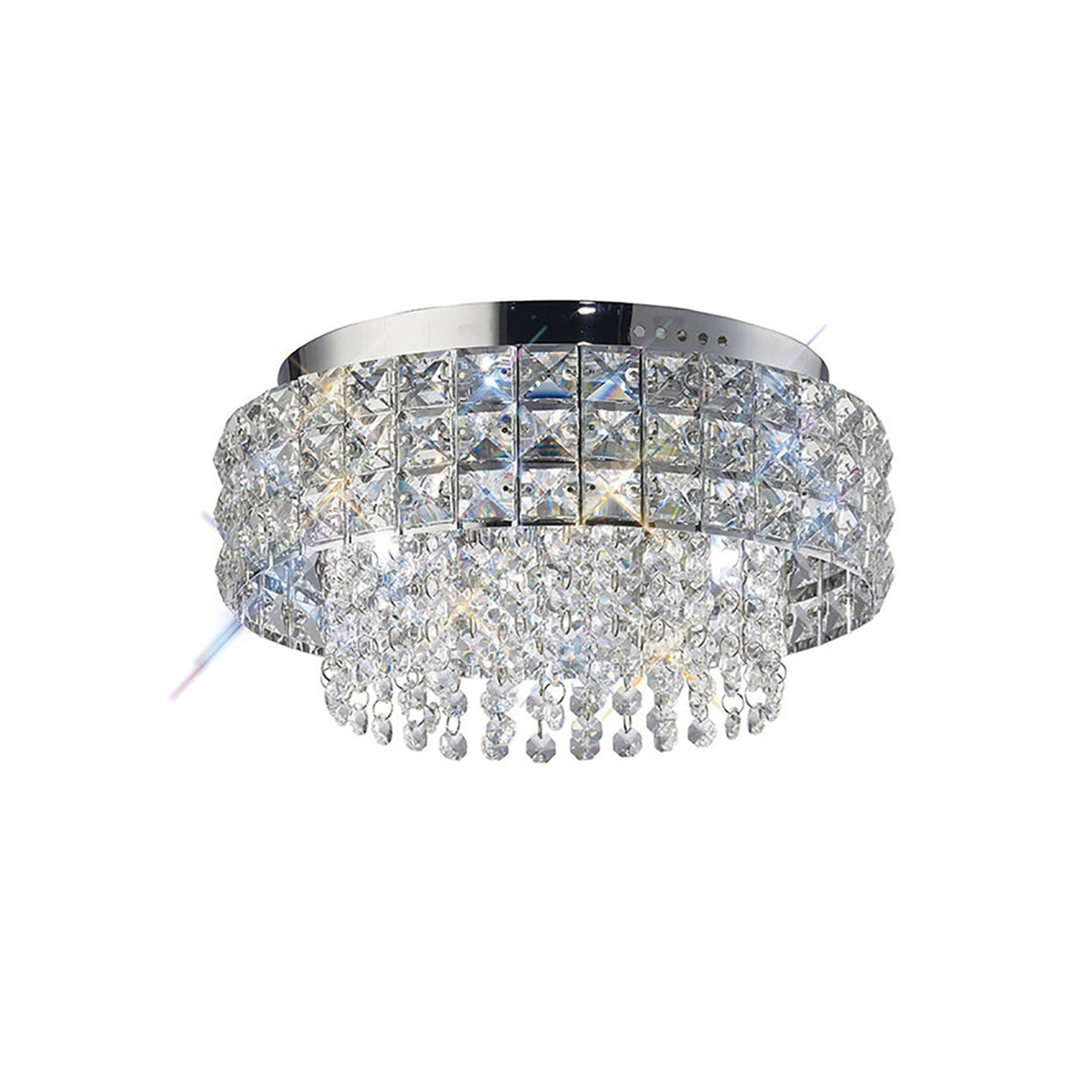 Edison 4 Light Crystal Flush Ceiling Light - Polished Chrome