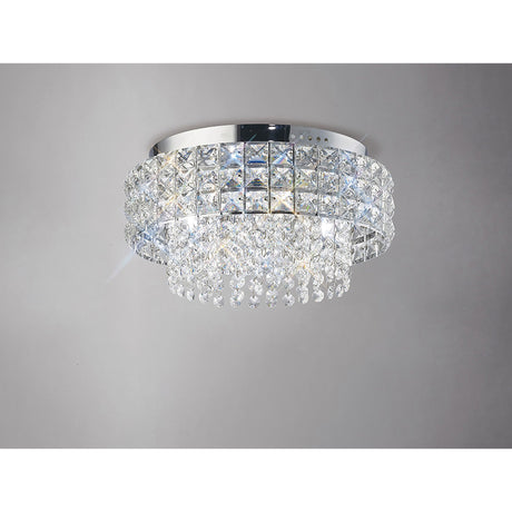 Edison 4 Light Crystal Flush Ceiling Light - Polished Chrome