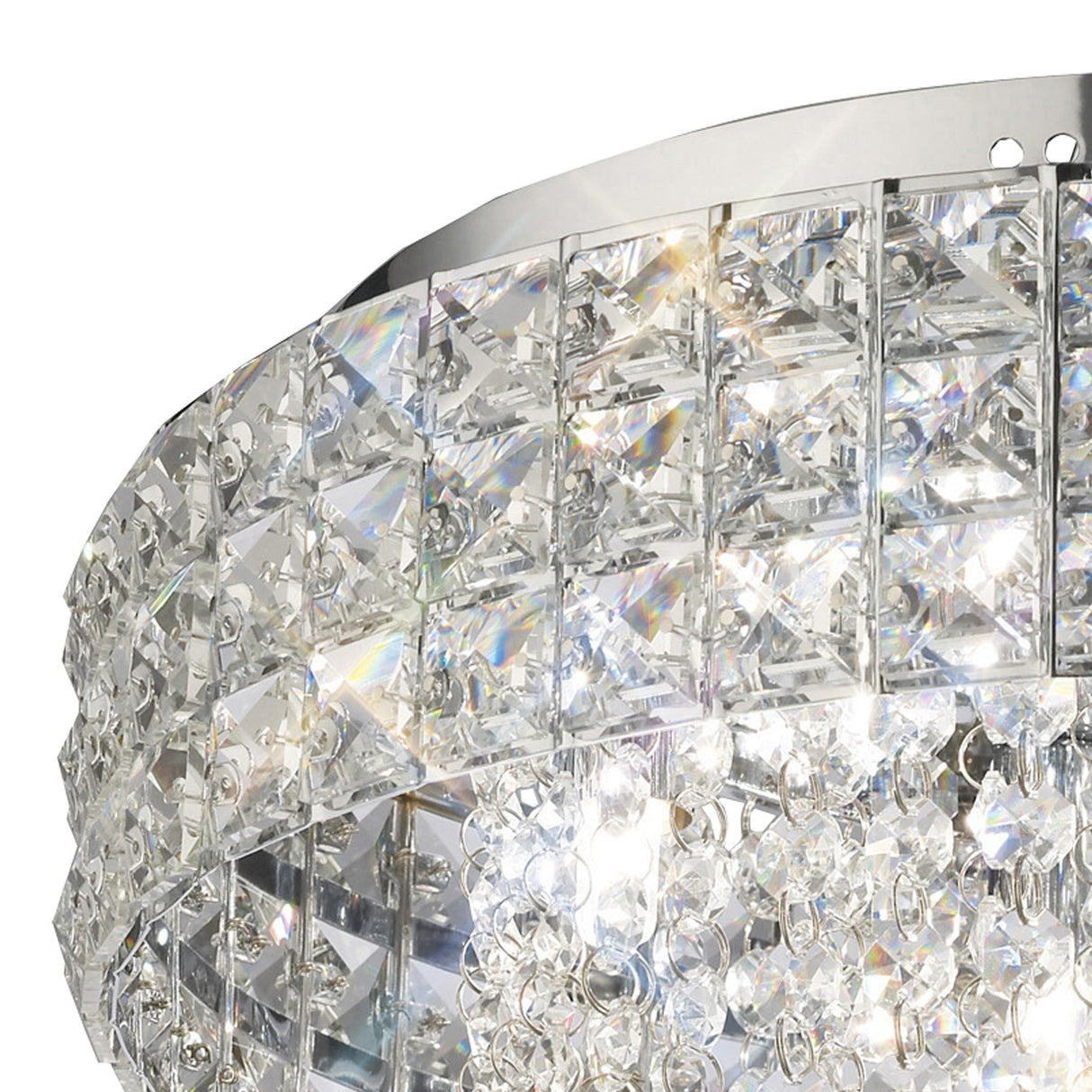 Edison 7 Light Crystal Flush Ceiling Light - Polished Chrome