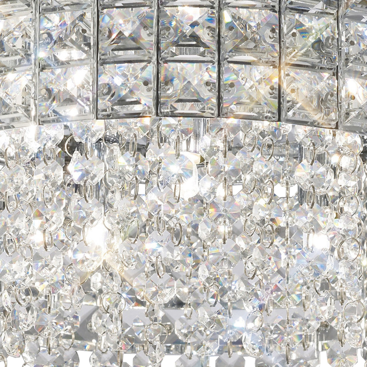 Edison 7 Light Crystal Flush Ceiling Light - Polished Chrome