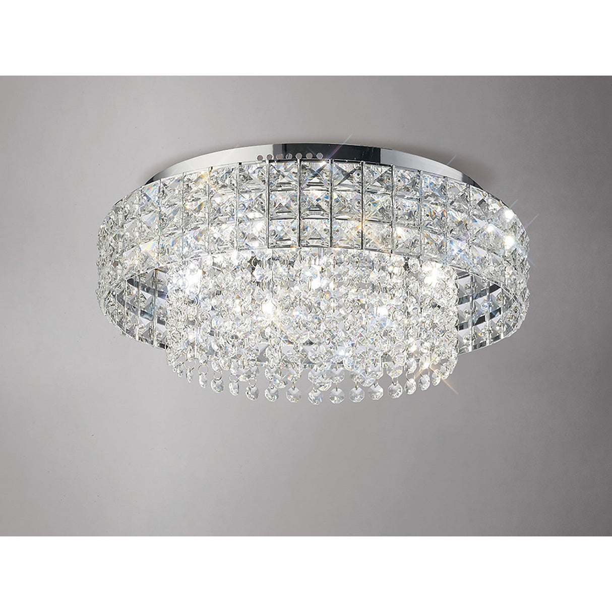 Edison 7 Light Crystal Flush Ceiling Light - Polished Chrome