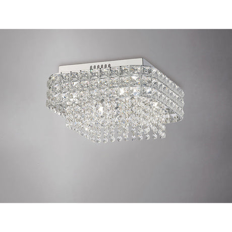 Edison 4 Light Crystal Flush Ceiling Light - Polished Chrome
