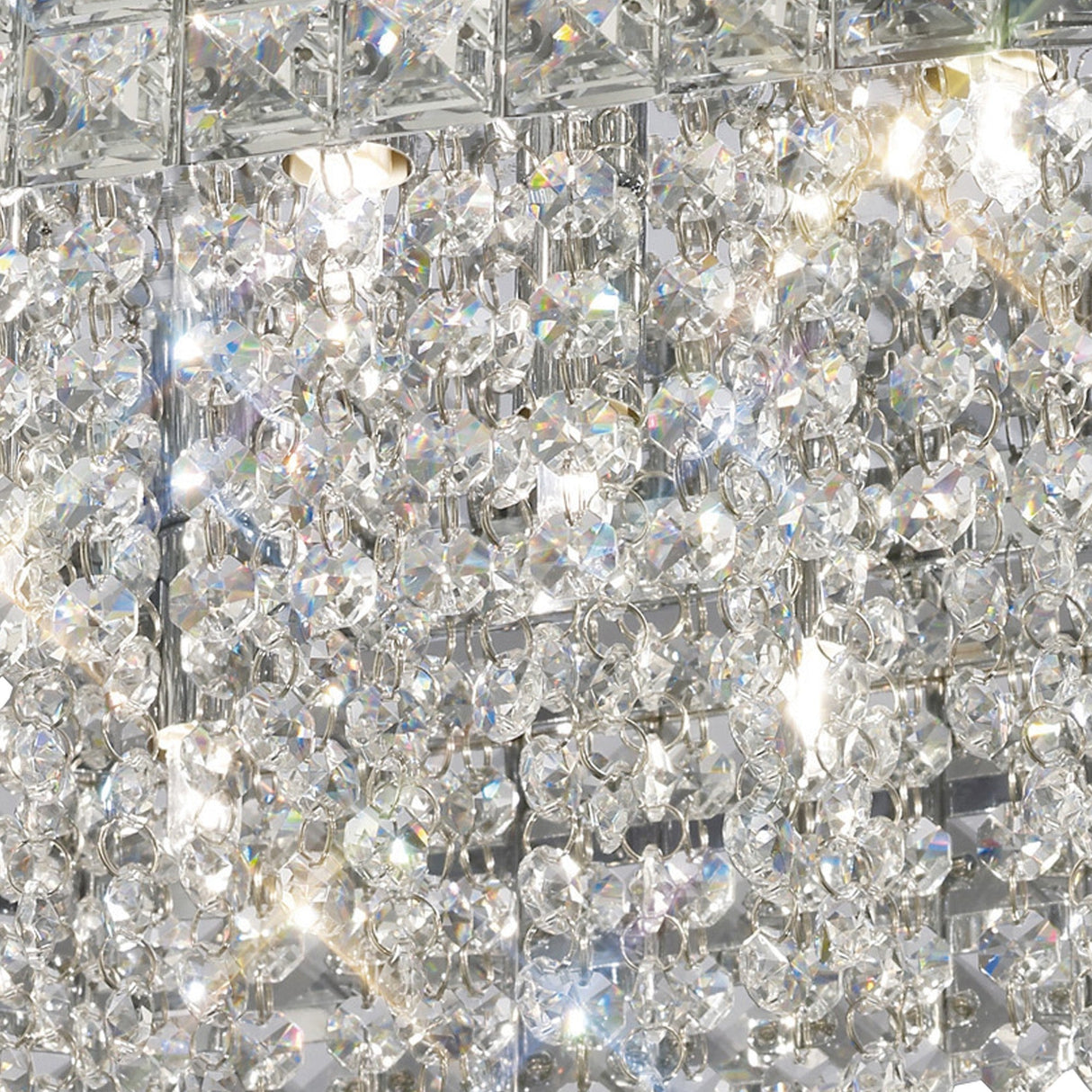 Edison 9 Light Crystal Flush Ceiling Light - Polished Chrome